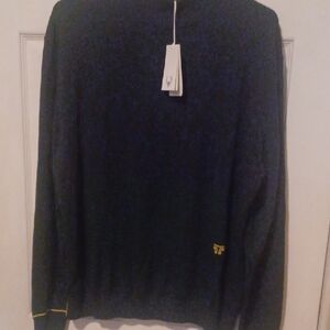 Tory Burch Black Crewneck Sweater with Yellow Details